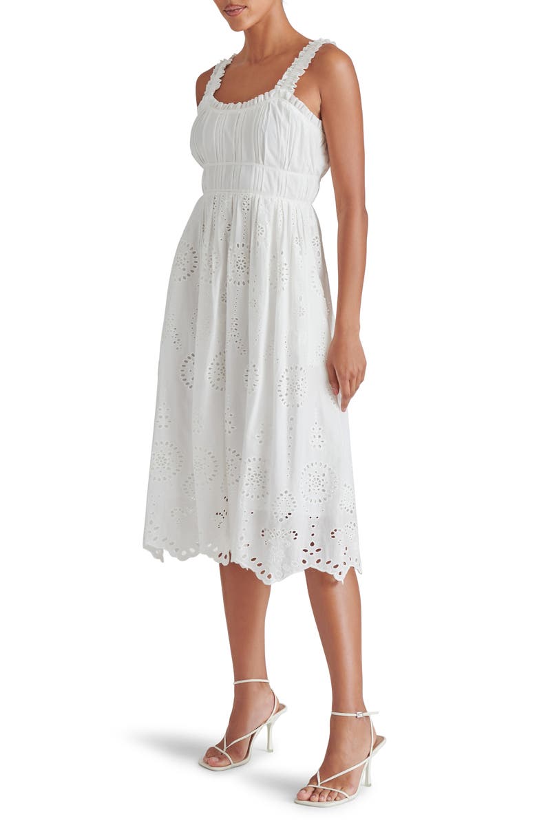 Steve Madden Harmony Eyelet Embroidered Cotton Midi Dress, Alternate, color, White