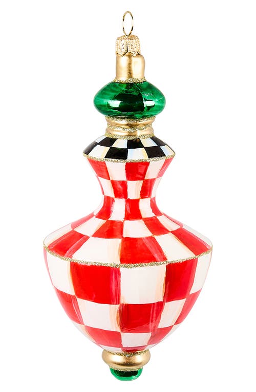 Mackenzie-childs Mackenzie Childs Check It Out Hourglass Ornament In Red