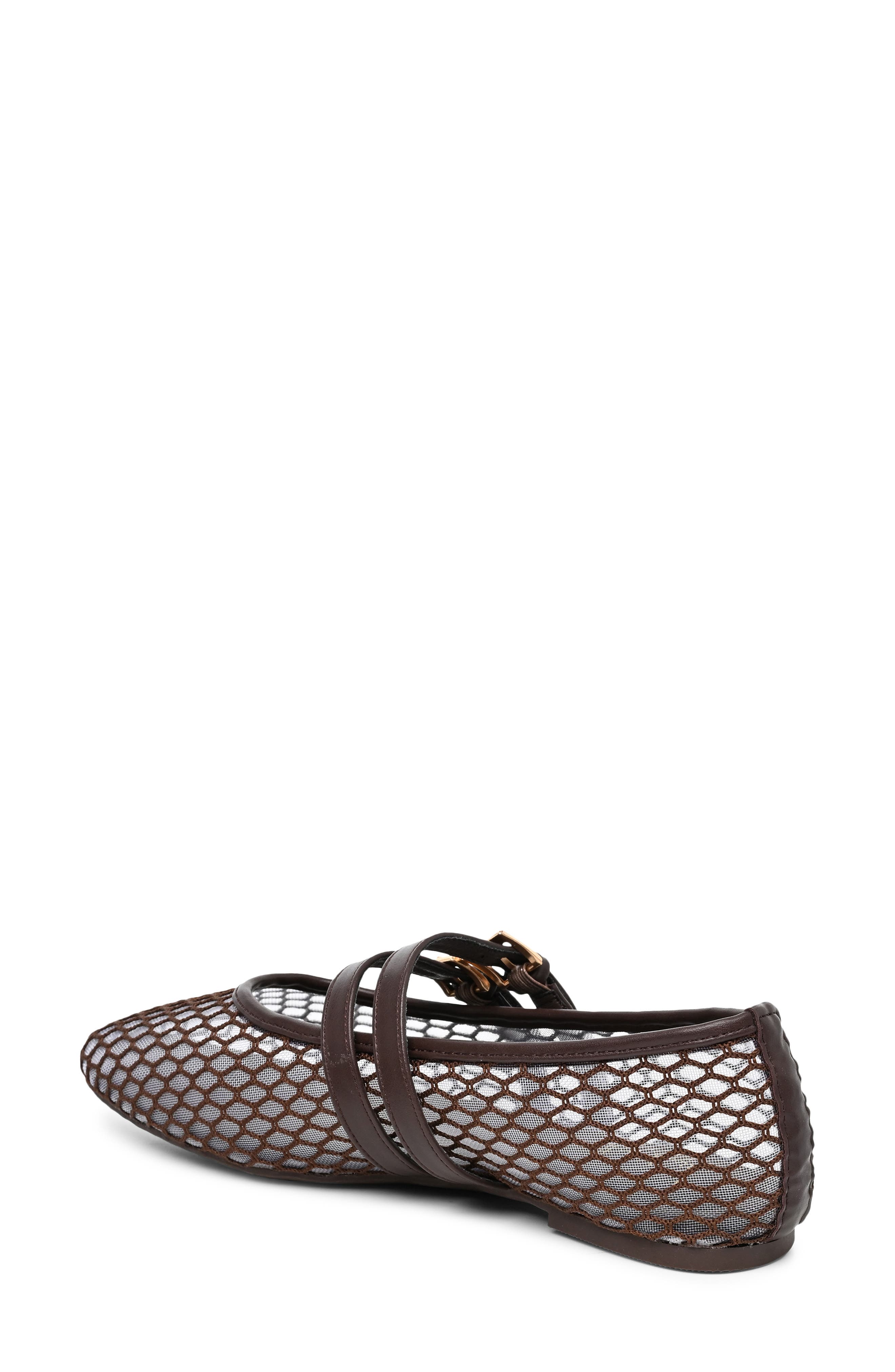 Buckled Mesh Flat, Alternate, color, CHOCOLATE
