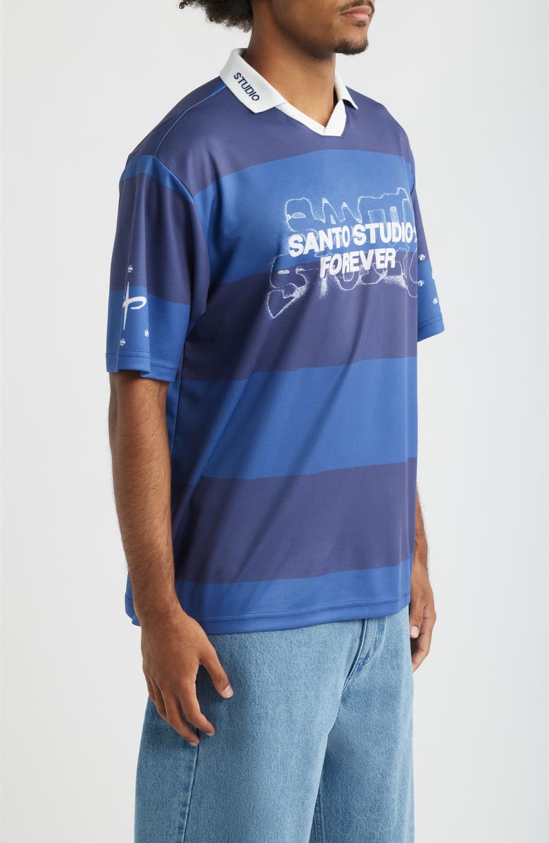 SANTO STUDIO Forever Santo Johnny Collar Short Sleeve Club Jersey, Alternate, color, Navy