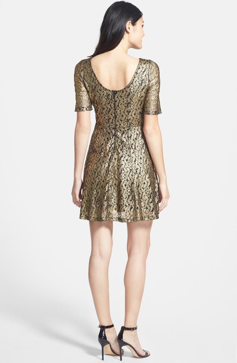 Felicity & Coco Metallic Lace Fit & Flare Dress, Alternate, color,