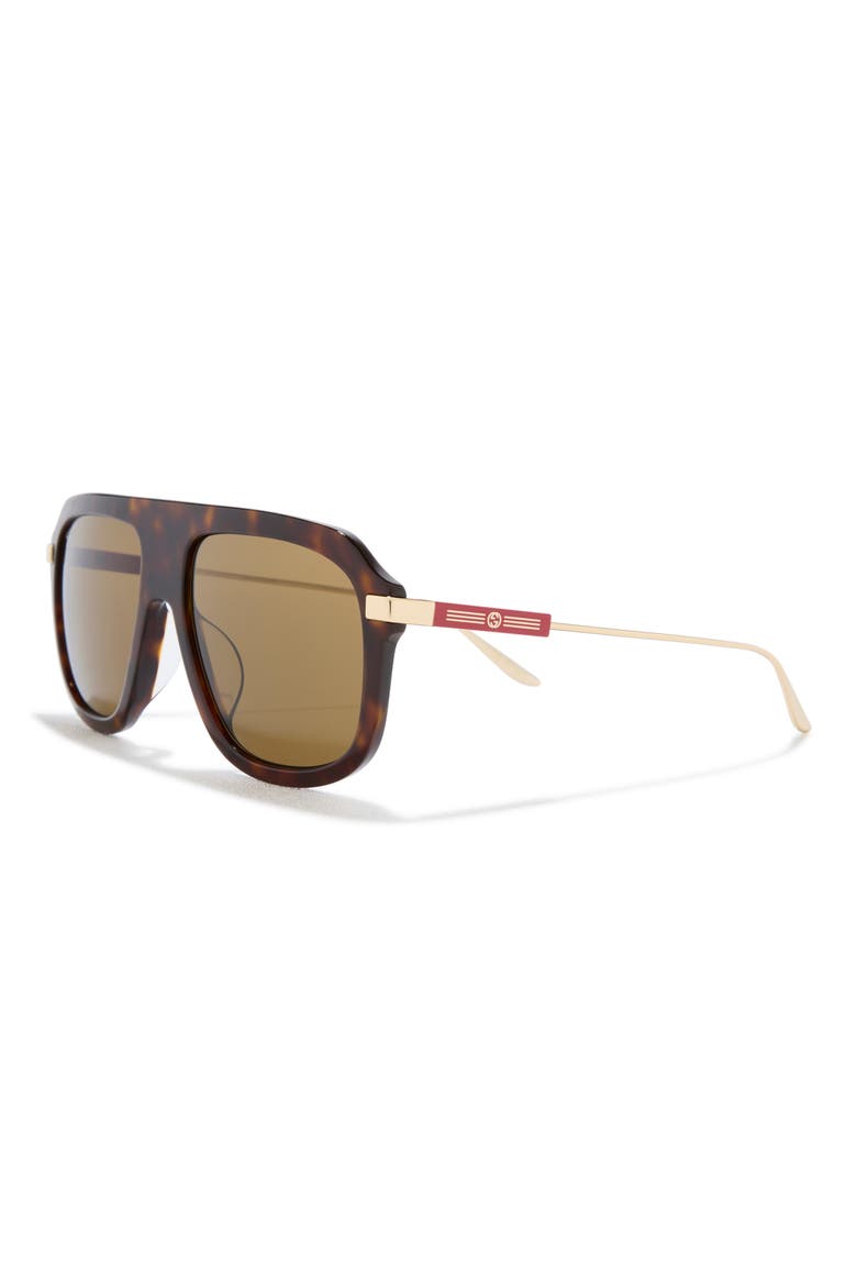 57mm Aviator Sunglasses, Alternate, color, HAVANA GOLD BROWN