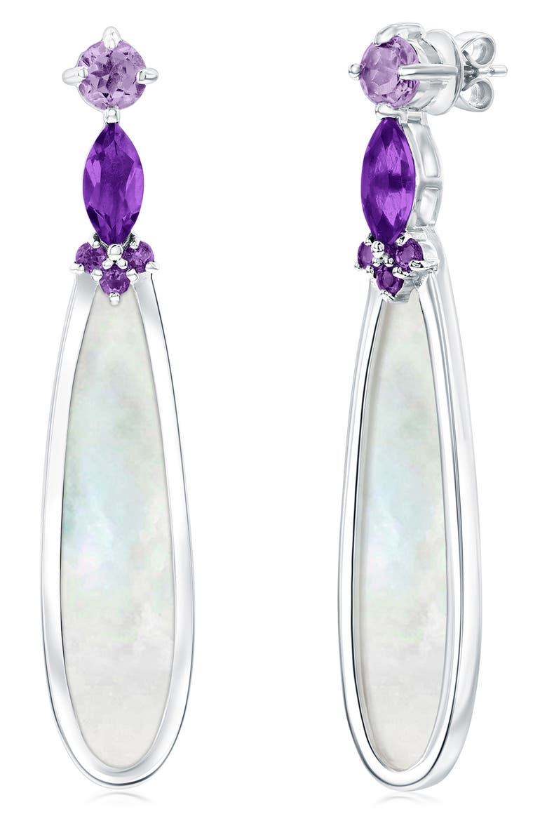 Sterling Silver Amethyst & Mother-of-Pearl Drop Earrings, Main, color, AMETHYST