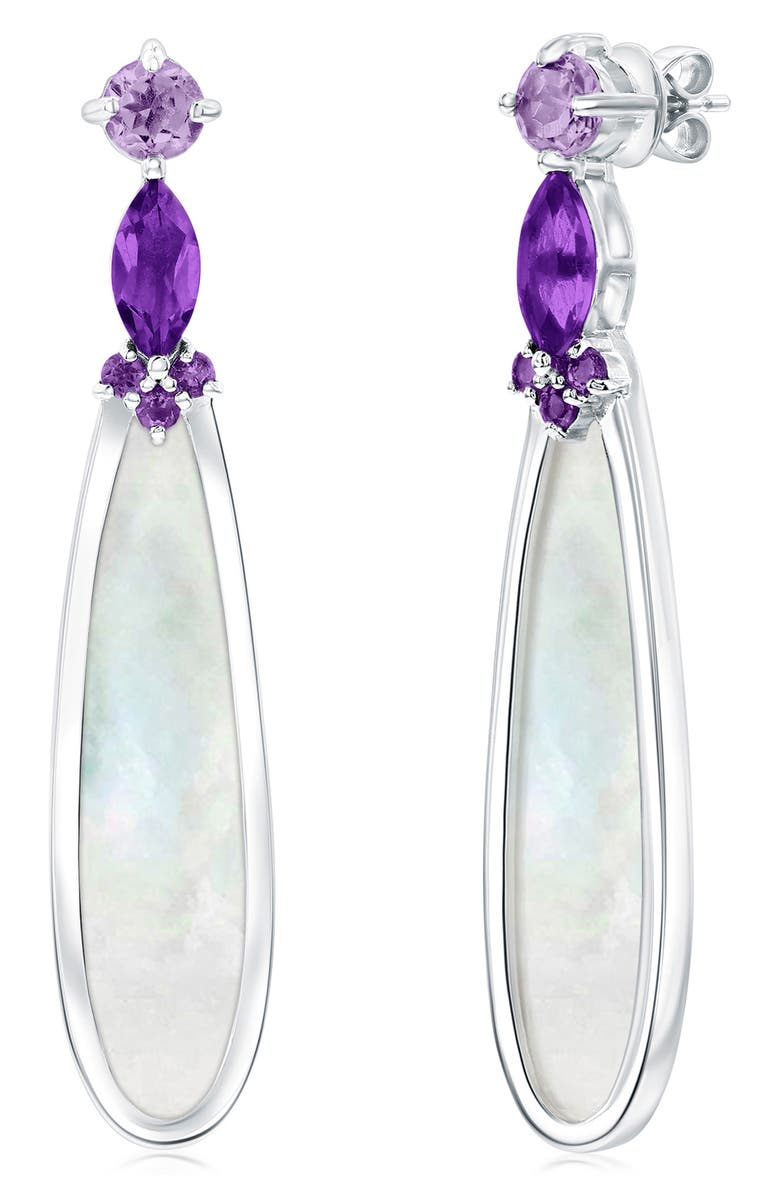SIMONA Sterling Silver Amethyst & Mother-of-Pearl Drop Earrings, Main, color, Amethyst