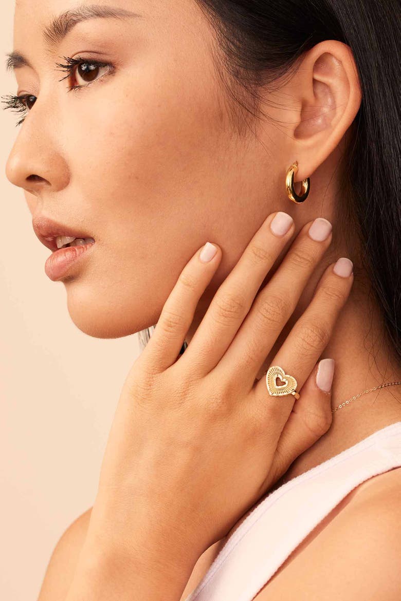 14K Gold Icon Heart Ring, Alternate, color, Yellow Gold