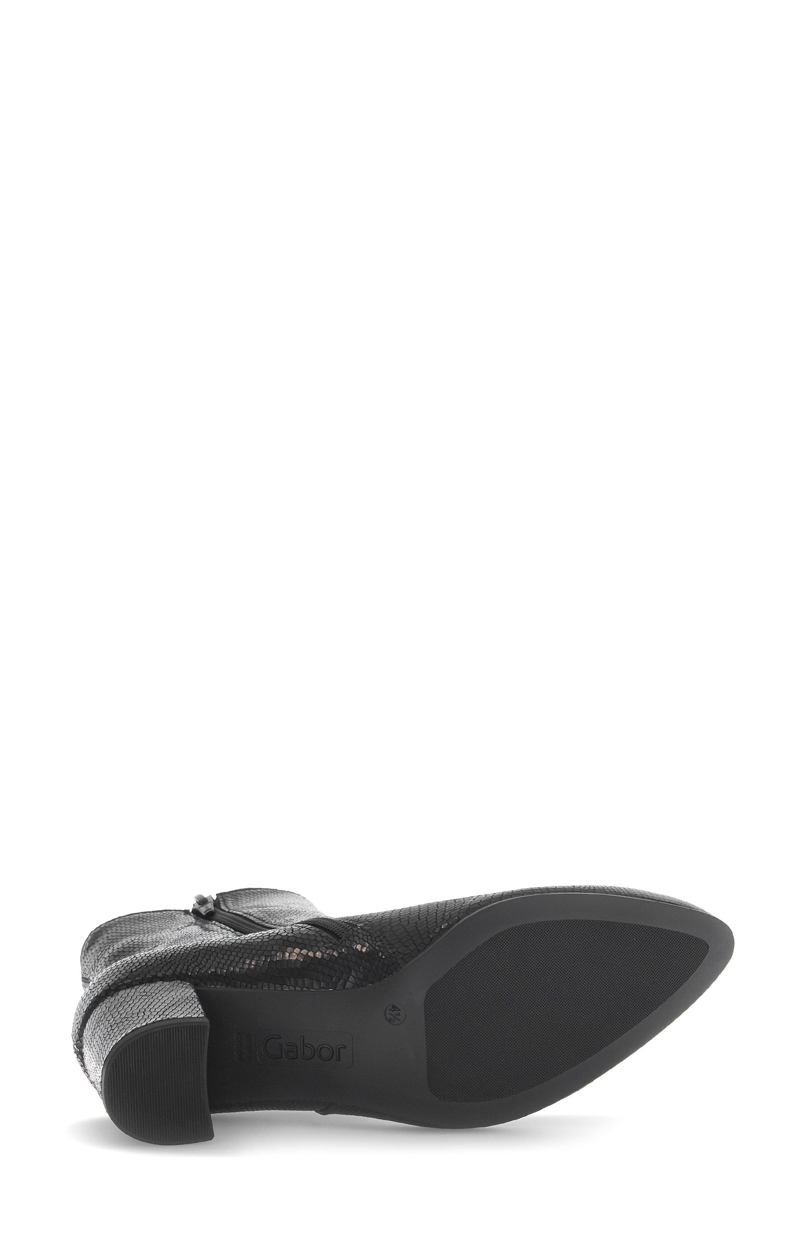 Sabine Croc Embossed Leather Bootie, Alternate, color, BLACK