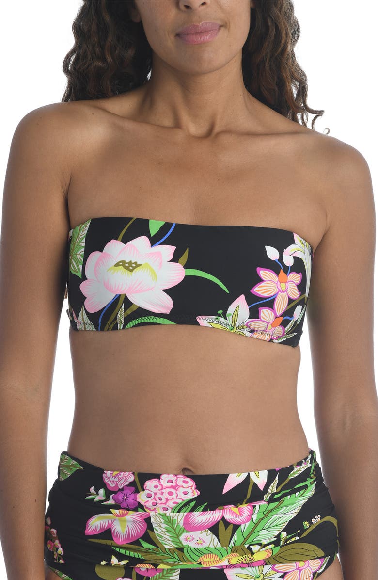 Trina Turk Moonlit Lotus Bandeau Bikini Top, Alternate, color,