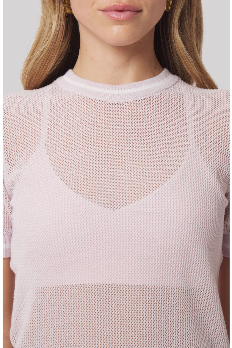 Sydney Cotton Mesh Golf T-Shirt, Alternate, color, PETAL PINK/ WHITE