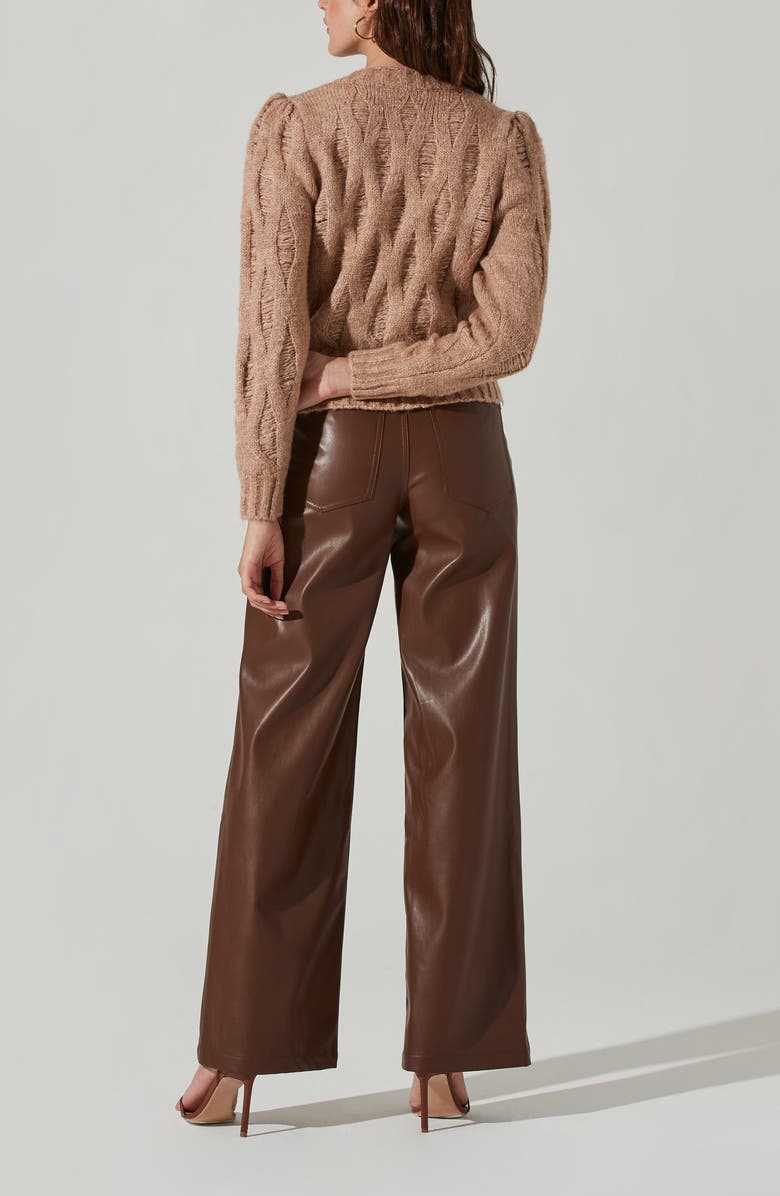 ASTR the Label Distressed V-Neck Cable Knit Sweater, Alternate, color, 