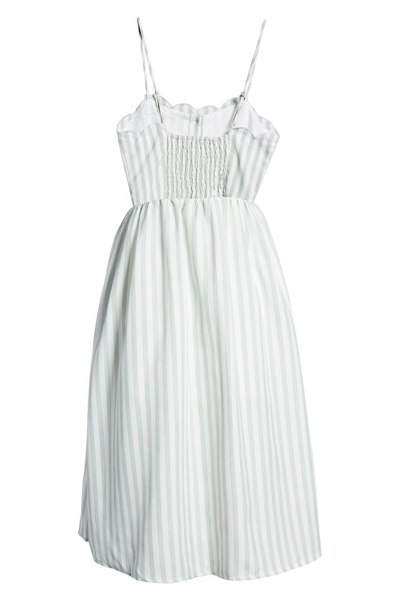 Scallop Edge Midi Dress, Alternate, color, GREEN
