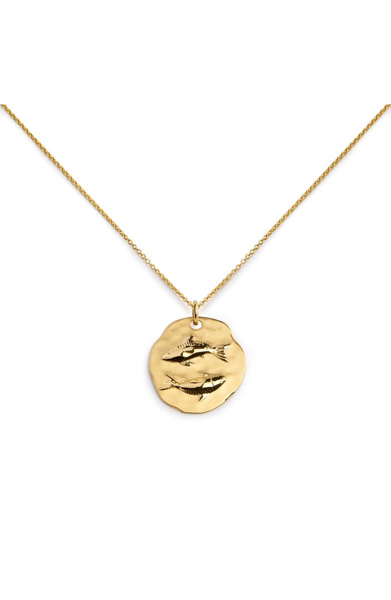 Monica Vinader Zodiac Charm Pendant Necklace, Main, color, 18K Gold Pisces