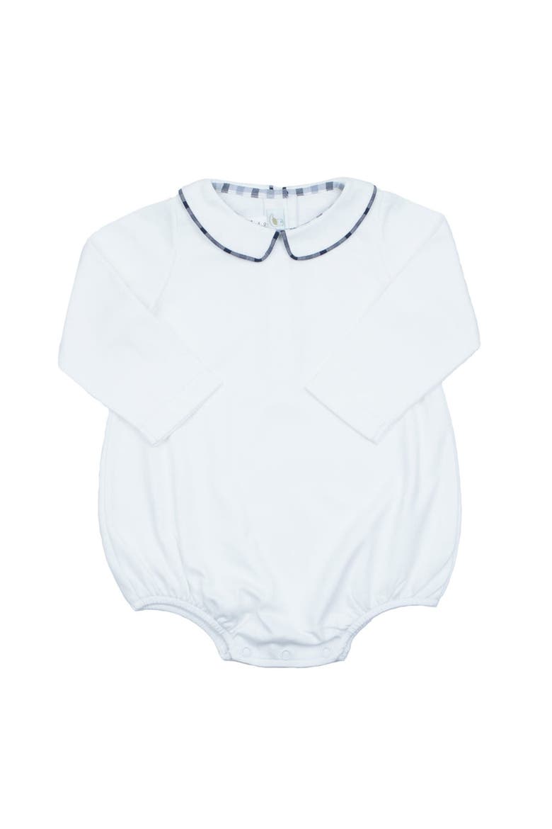 Gingham Piping Bubble Romper, Main, color, White