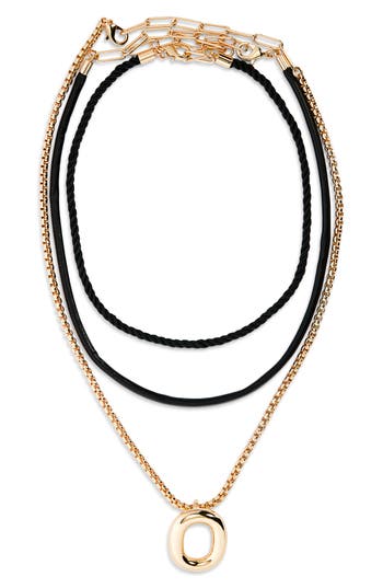 Open Edit Set Of 3 Interchangeable Initial Pendant Necklaces In Multi