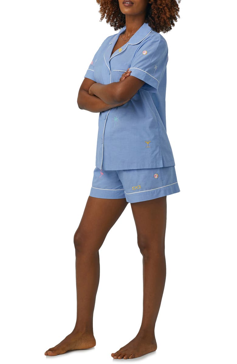 BedHead Pajamas Embroidered Organic Cotton Short Pajamas, Alternate, color,