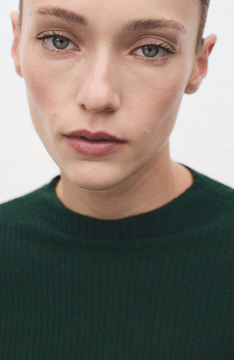 MANGO Mock Neck Rib Sweater, Alternate, color, Dark Green