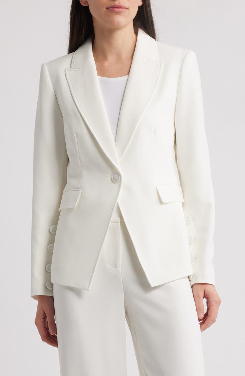 Tahari ASL One-Button Blazer, Alternate, color, White