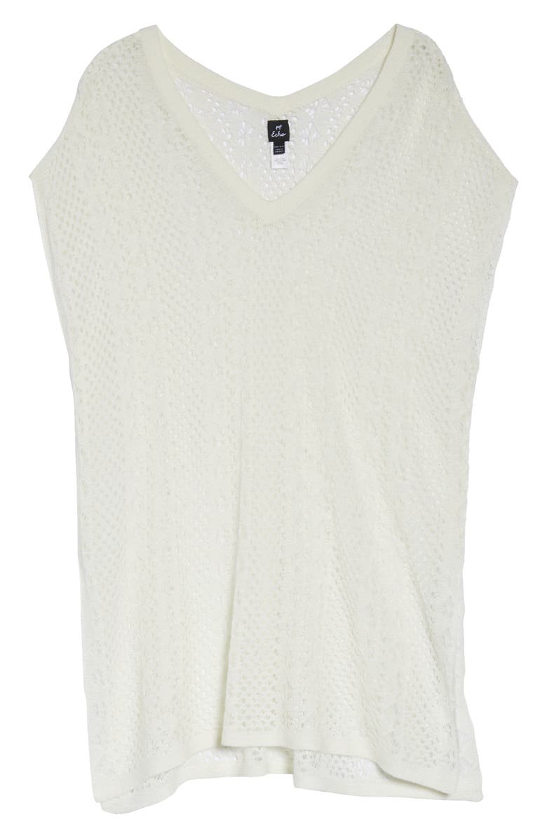 Echo Pointelle Cover-Up Caftan, Alternate, color, White