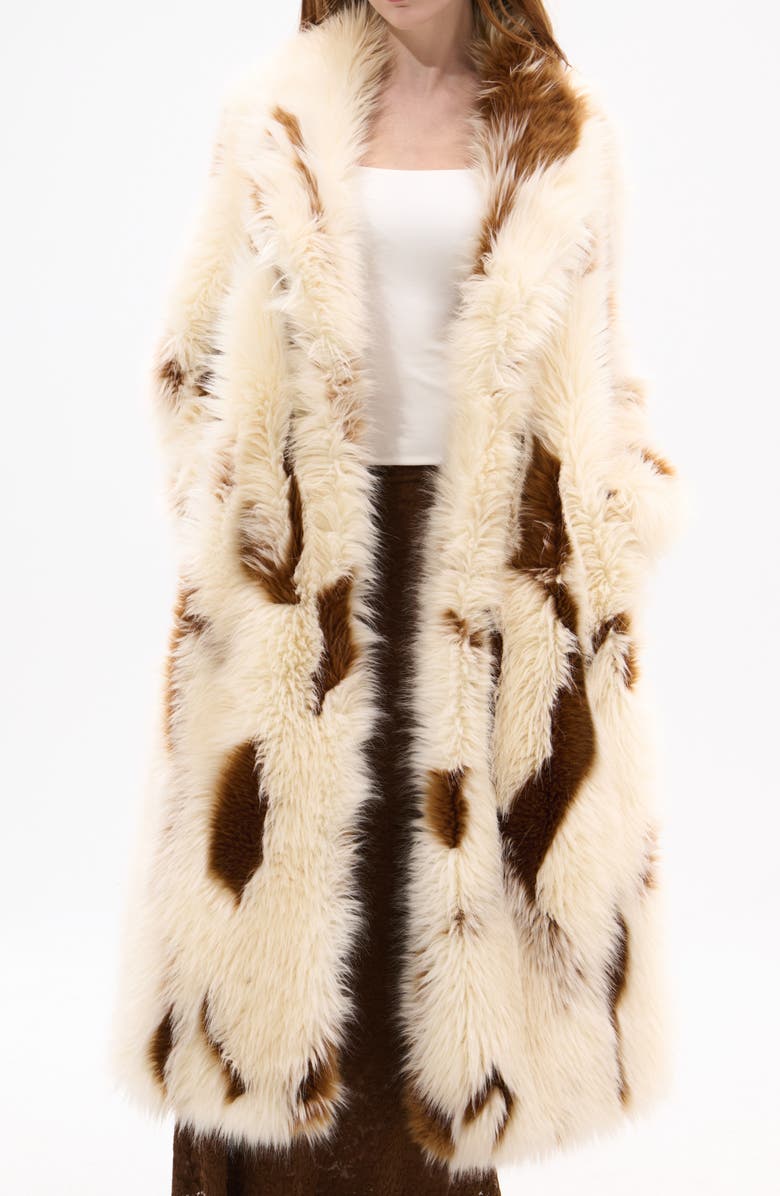 AZALEA WANG Miles Faux Fur Coat, Main, color, Cream Multi