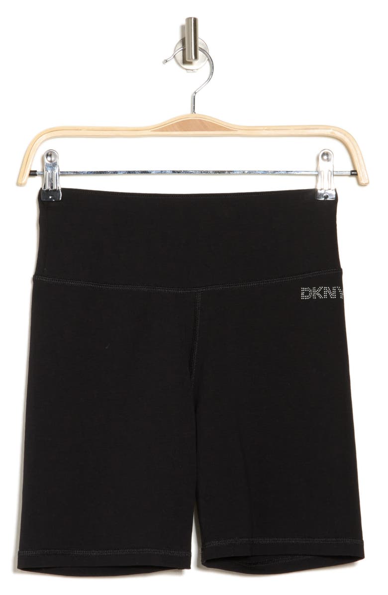 DKNY Mini Stud Logo High Waist Bike Shorts, Alternate, color,