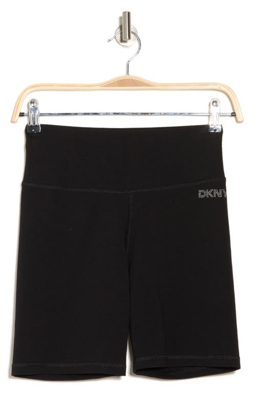 Dkny Mini Stud Logo High Waist Bike Shorts In Black