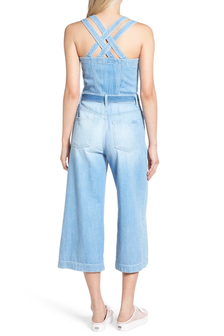 7 For All Mankind® Denim Culotte Jumpsuit, Alternate, color, LUXE LOUNGE COASTAL BLUE