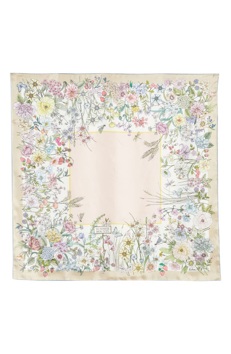 Echo Summer Bounty Series Silk Square Scarf, Alternate, color, Pebble