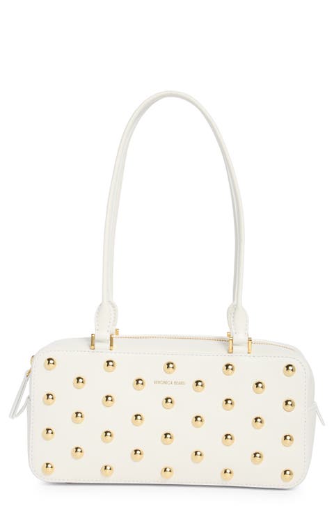 Studded Boxy Leather Shoulder Bag
