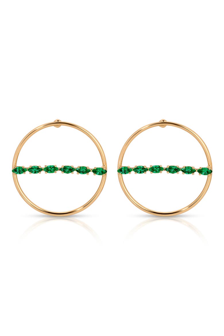 Dainty Marquise Frontal Hoop Earrings, Main, color, GREEN