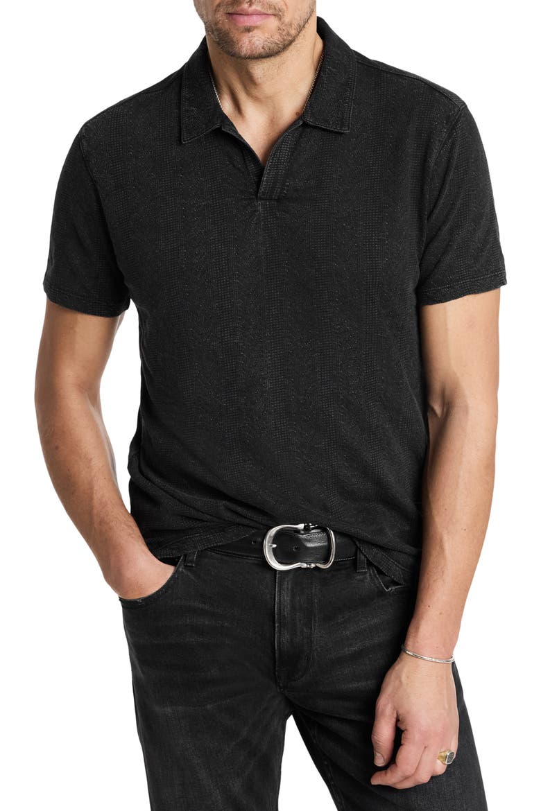 Zion Jacquard Garment Polo, Main, color, BLACK