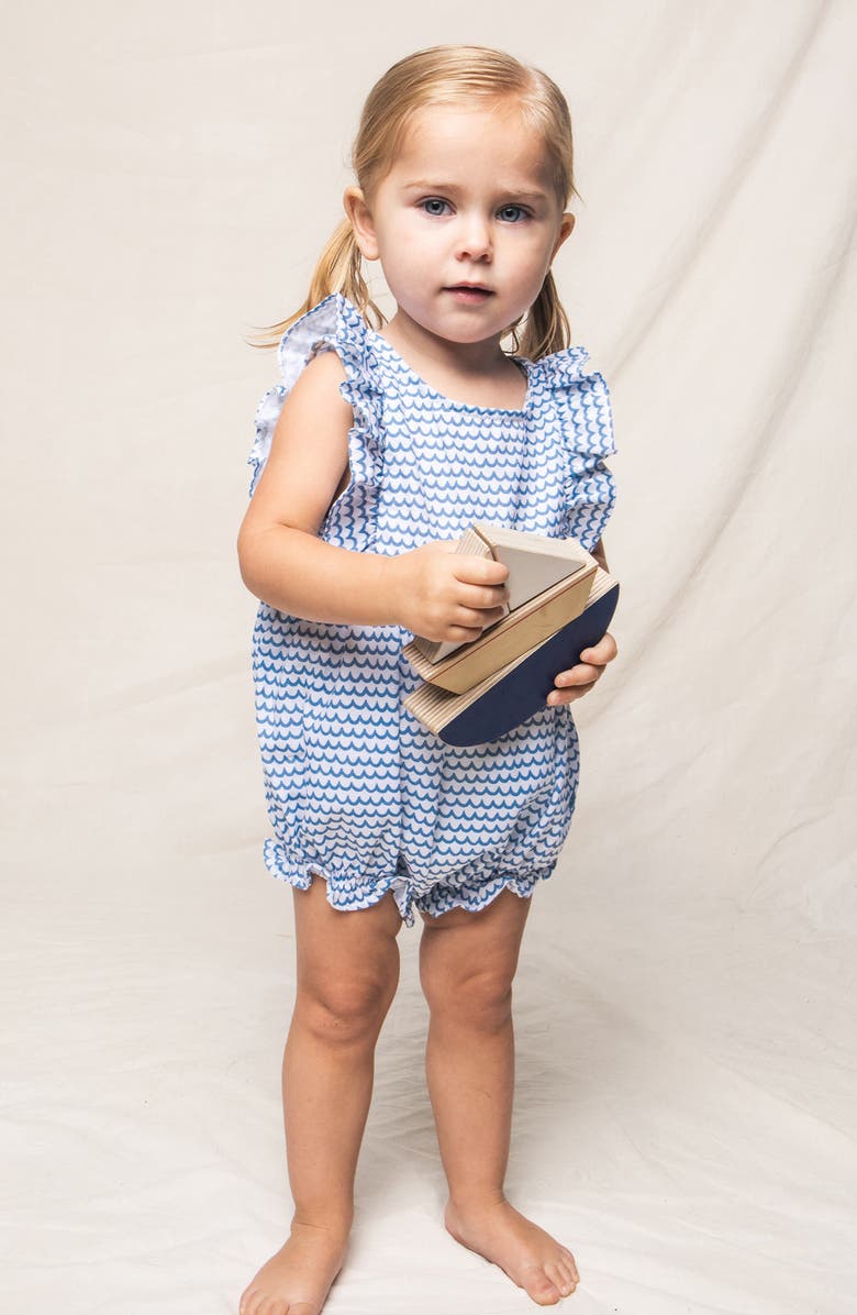 Petite Plume La Mer Ruffle Romper, Alternate, color, Blue