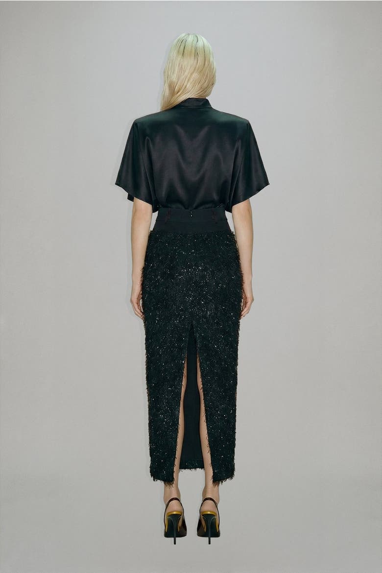 Nina Fringe Skirt, Alternate, color, Black