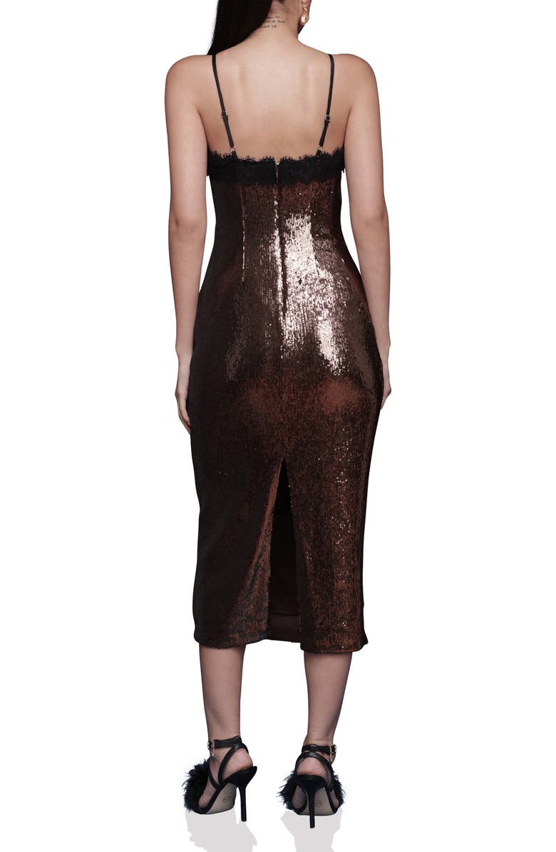 Avec Les Filles Sequin & Lace Slipdress, Alternate, color, Chocolate