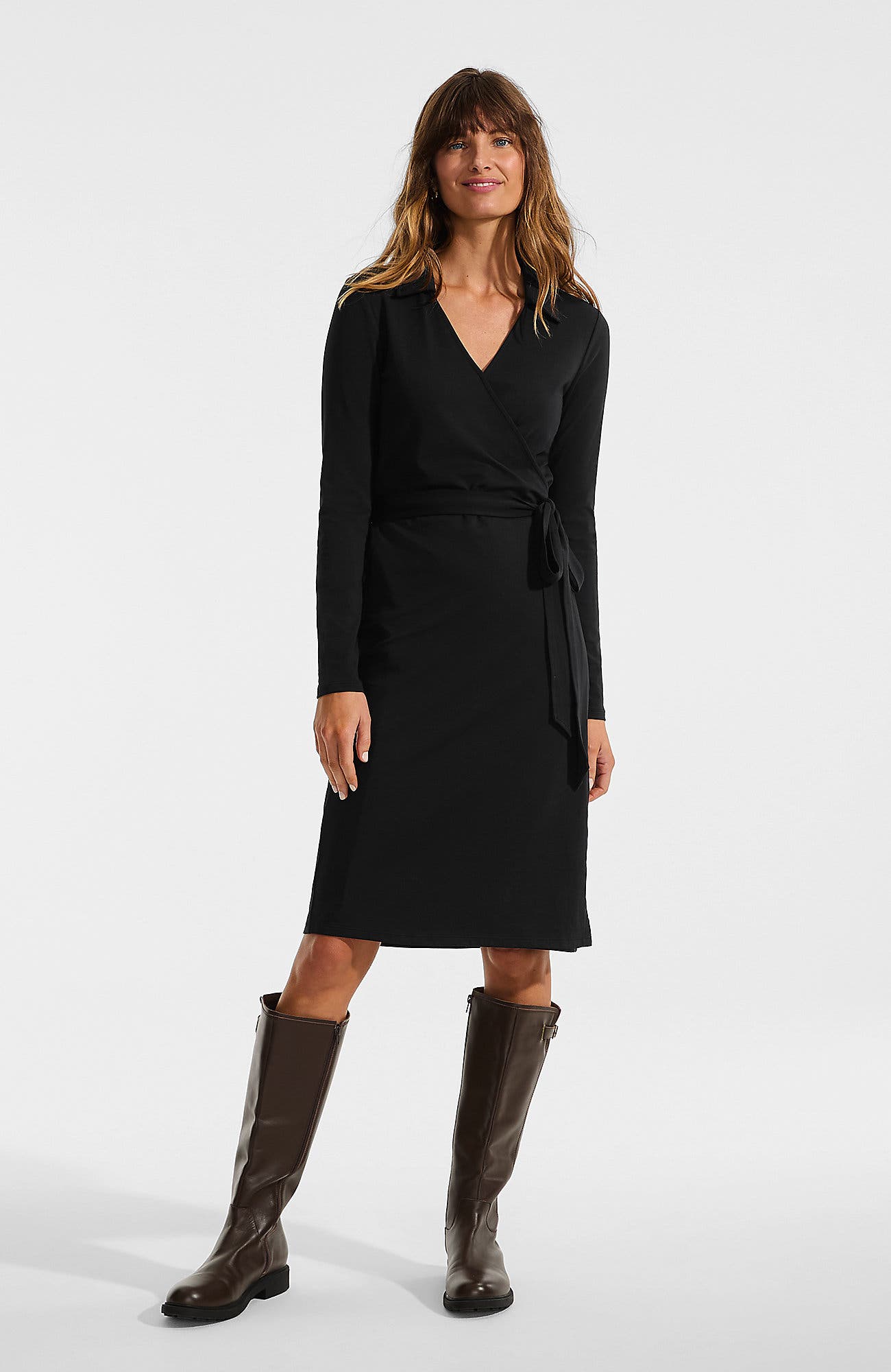 Cotton Modal Collared Wrap Dress