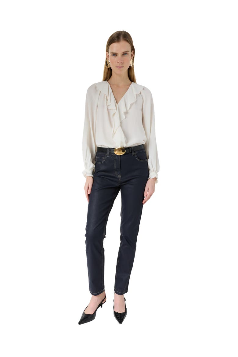 Aya Coated Slim Jeans, Alternate, color, Navy Blue