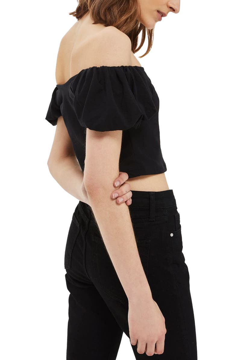 Topshop Bubble Off the Shoulder Crop Top, Alternate, color, 