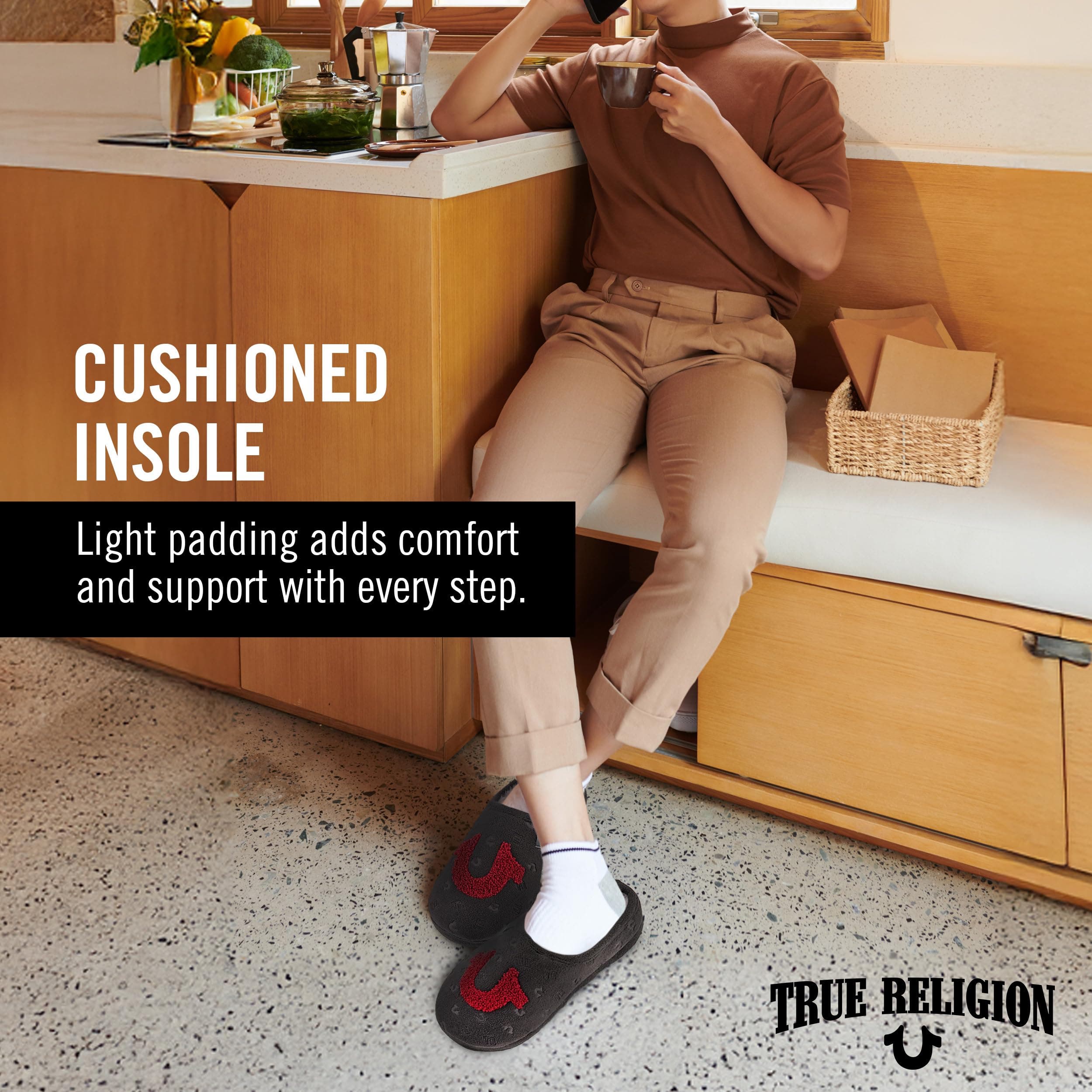 True Religion Indoor House Slippers, Alternate, color, 