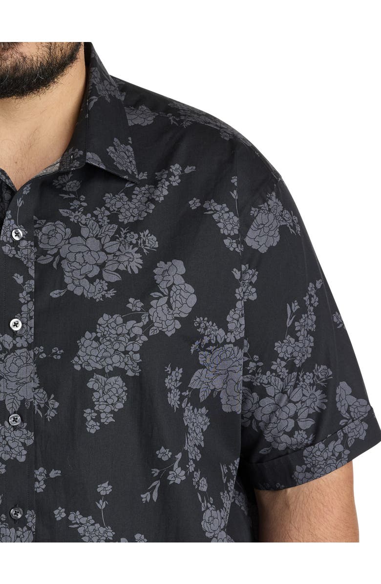 Synrgy by DXL Big & Tall Tonal Floral Sport Shirt, Alternate, color, Black