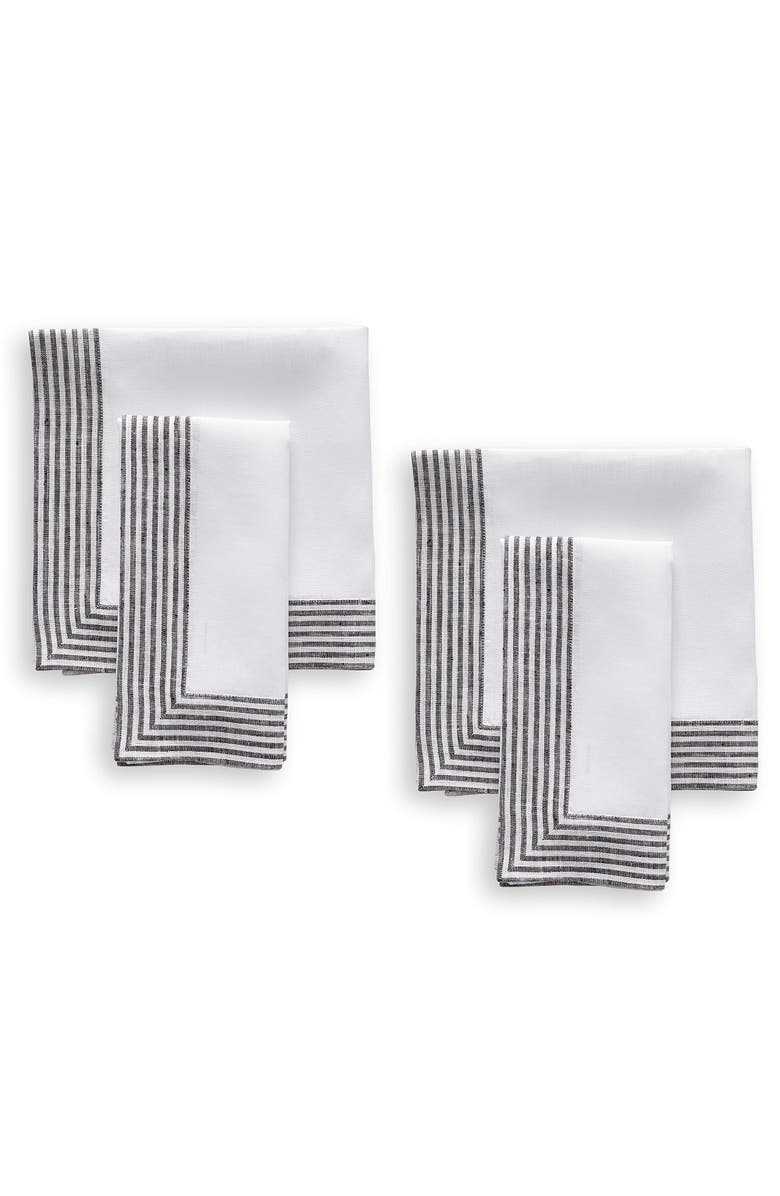 Solino Home Linen Dinner Napkins - Lucca, 20" x 20" Inch, Main, color, Black