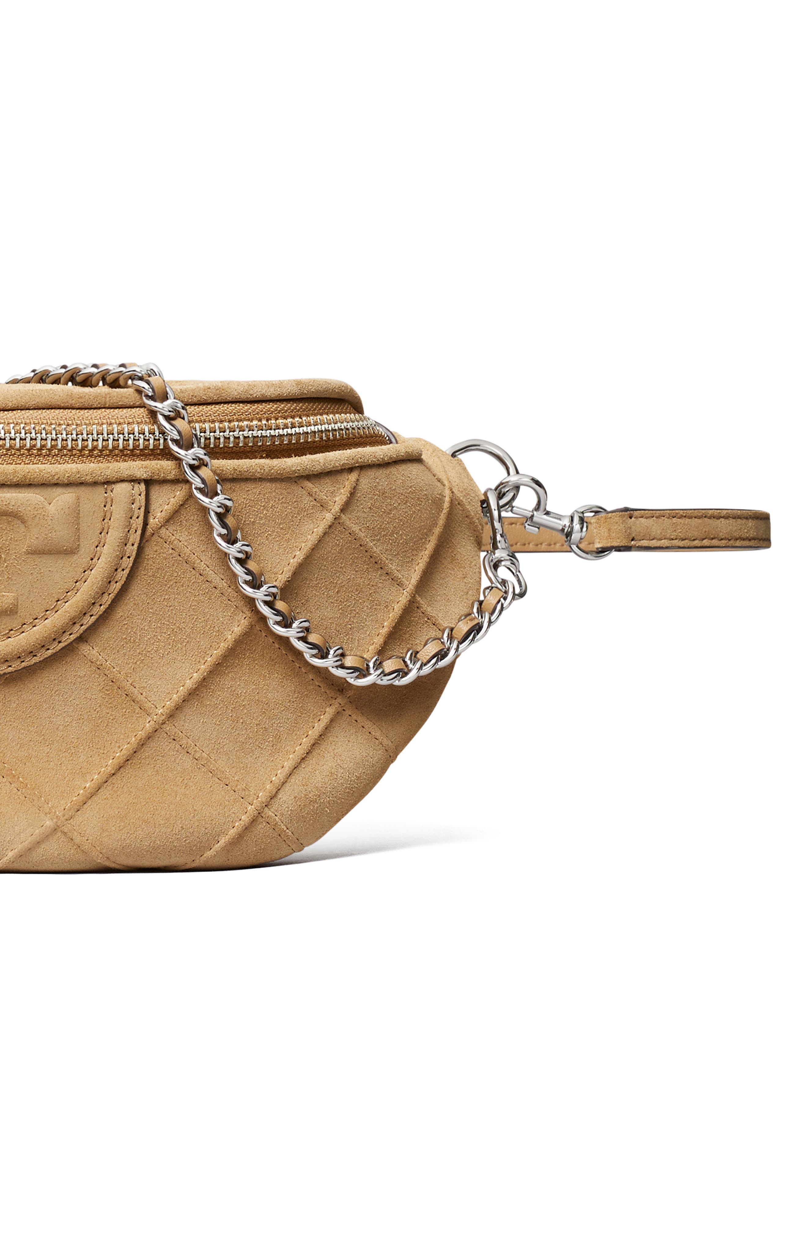 Tory Burch Fleming Soft Quilted Leather Belt Bag, Alternate, color, Stone