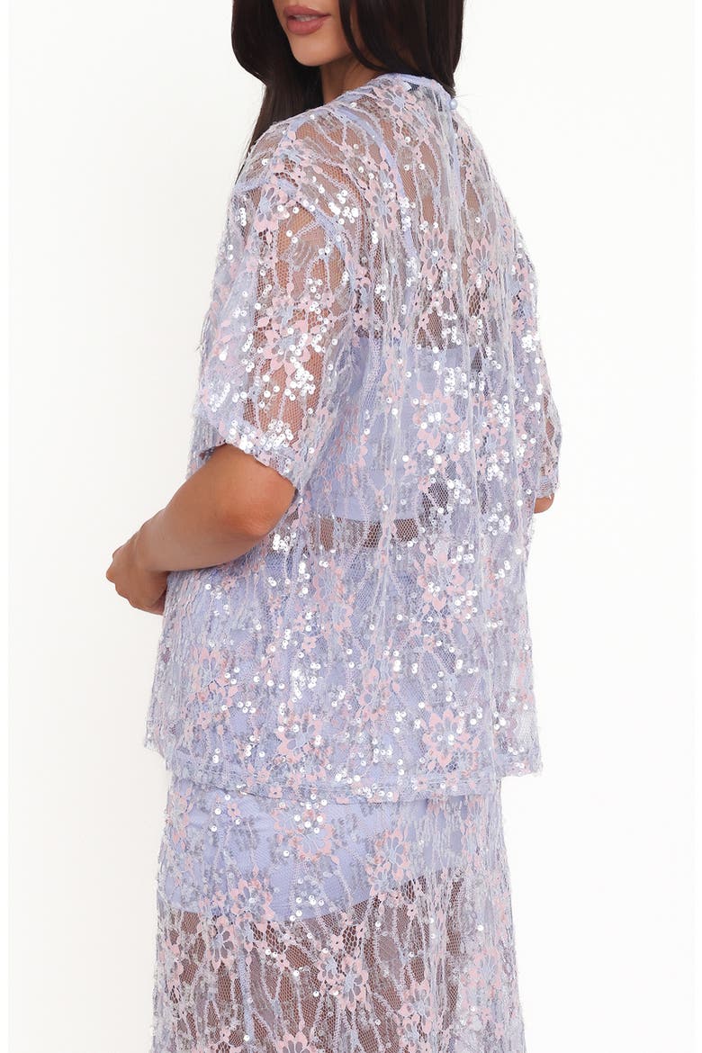Yonder Oversize Check Sequin Floral Lace Top, Alternate, color, PURPLE