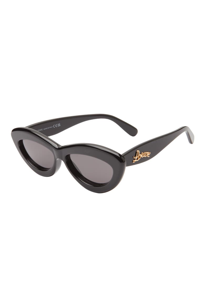 Curvy 54mm Cat Eye Sunglasses, Alternate, color, SHINY BLACK / SMOKE