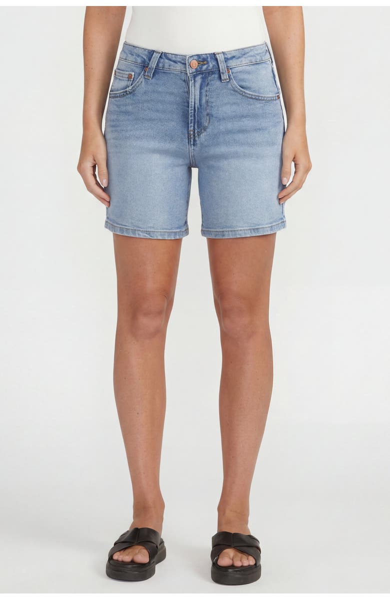 Solomon & Sage Women's Mid-Rise Stretch Denim Shorts, Main, color, Light Blue Wash