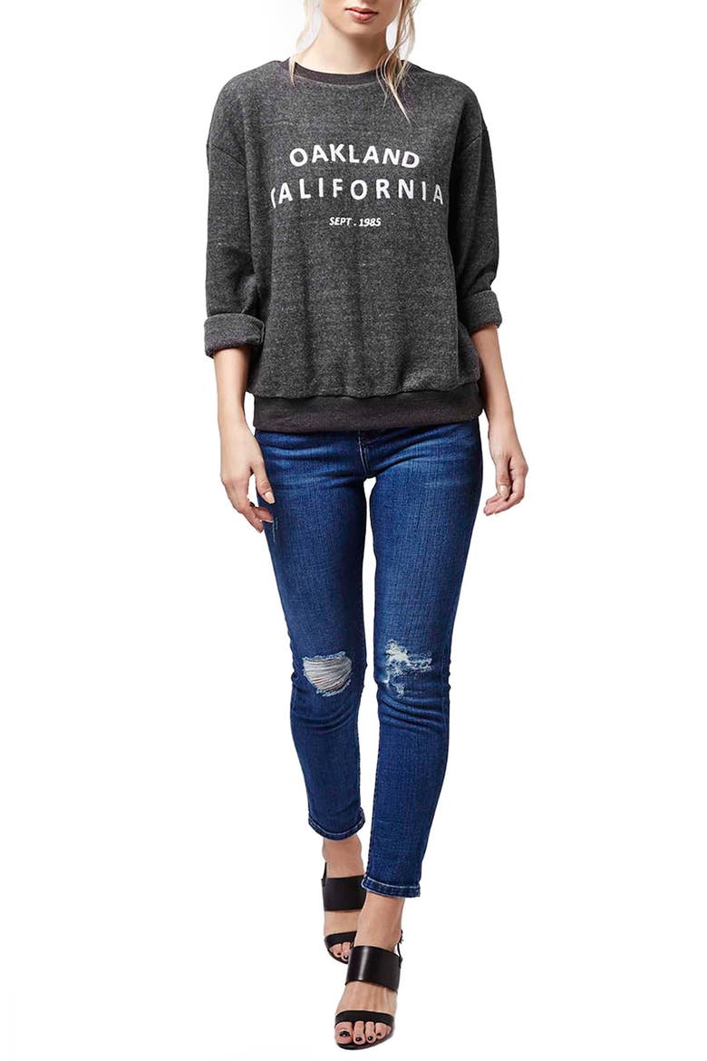 'Oakland' Crewneck Sweatshirt, Alternate, color, CHARCOAL