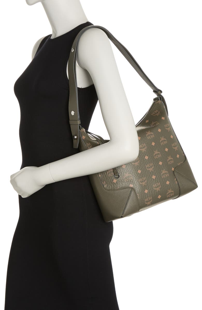 MCM Aren Visetos Medium Hobo Bag, Alternate, color,