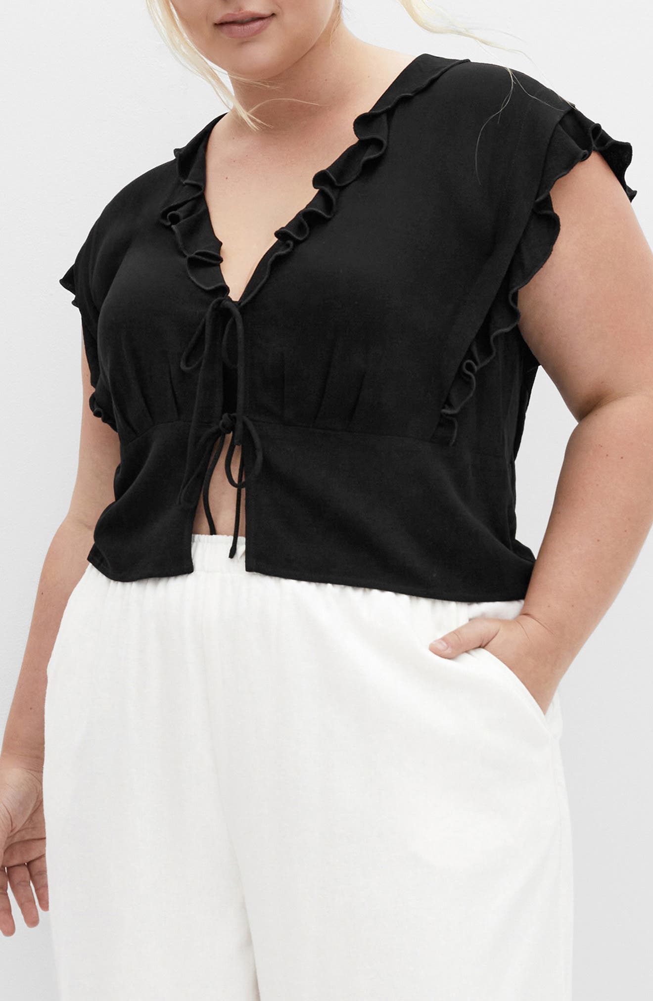 ruffle sleeve top plus size