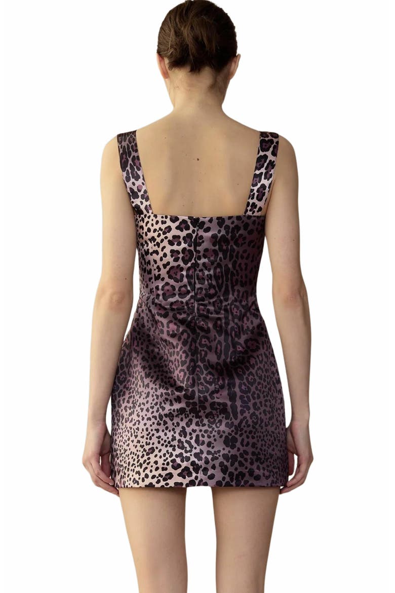 Leopardess Satin Dress, Alternate, color, Brown