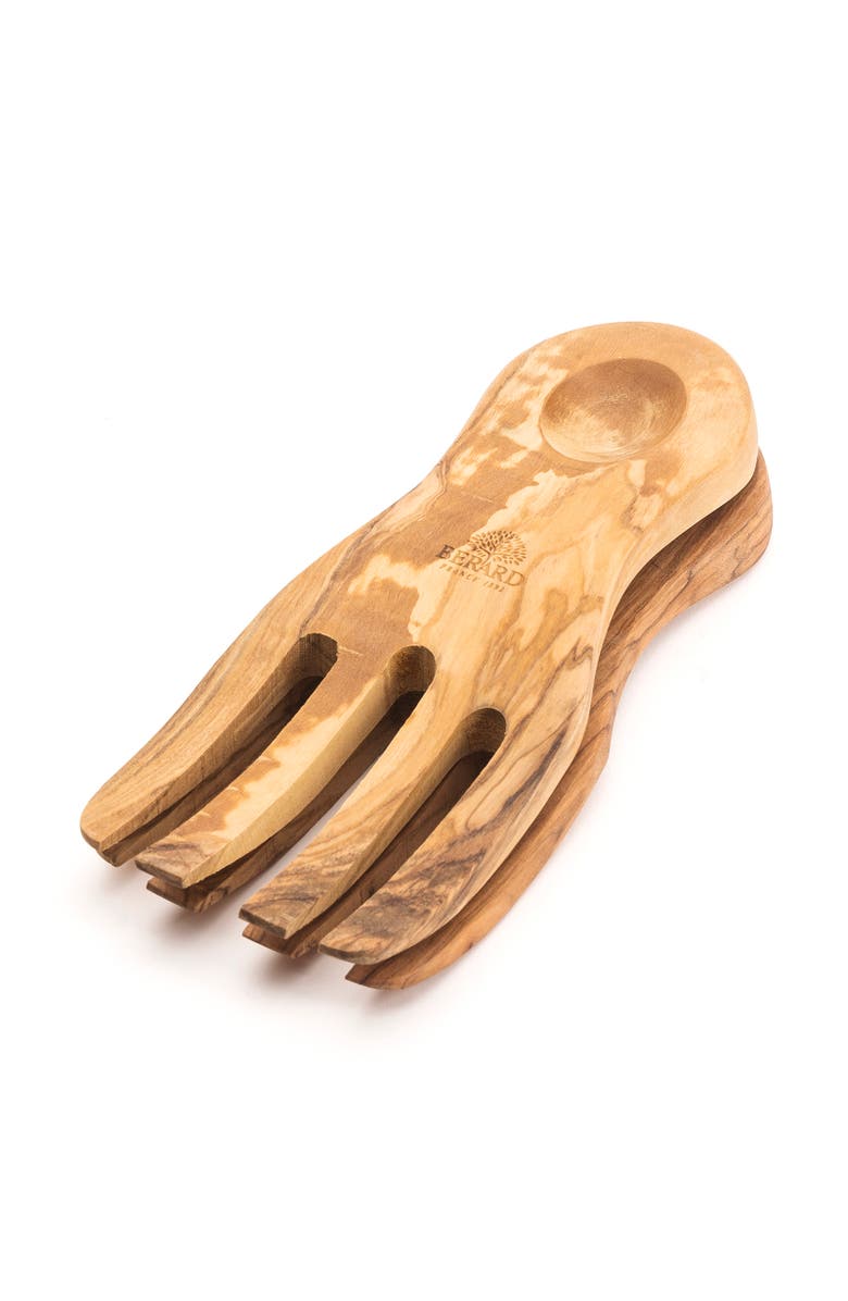 Berard Olive Wood Salad Serving Hands, 2 Piece Set, Alternate, color, Brown