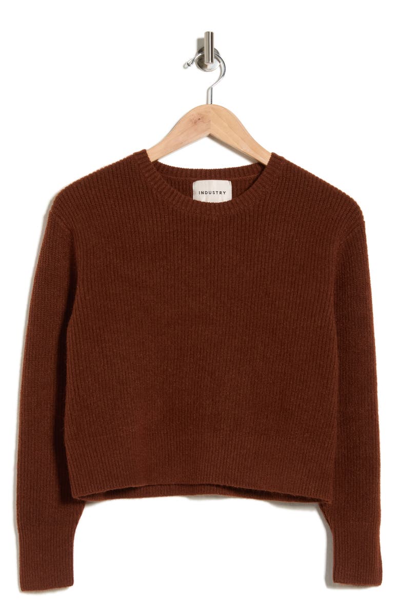 INDUSTRY REPUBLIC CLOTHING Rib Knit Crop Sweater, Alternate, color, Brown Berry