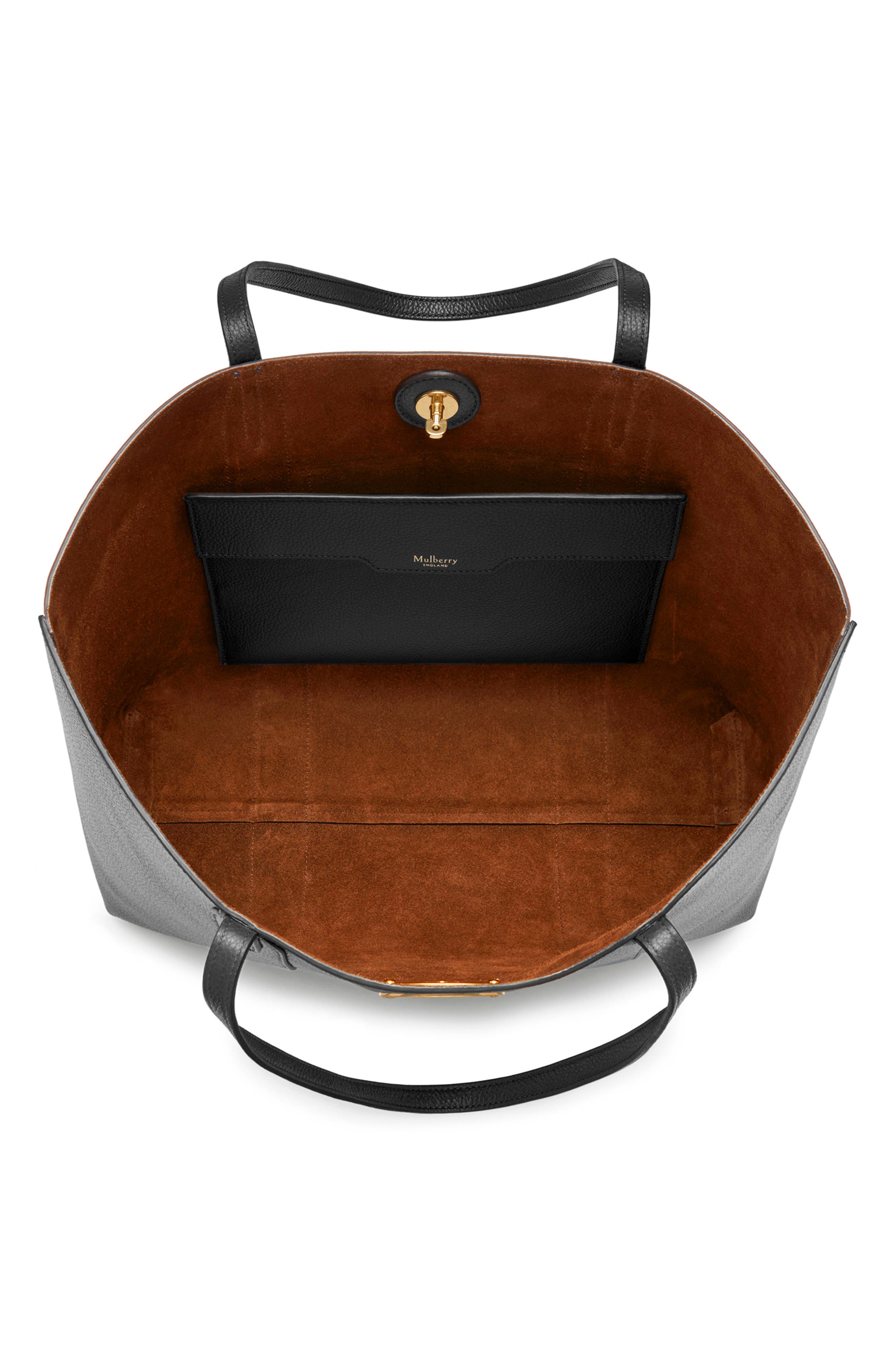 Mulberry Bayswater Leather Tote, Alternate, color, Black/ Oak