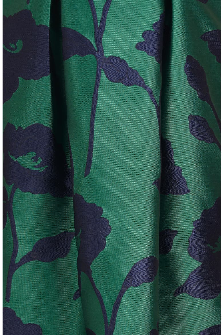 Jenni Floral Jacquard A-Line Dress, Alternate, color, EMERALD/ NAVY